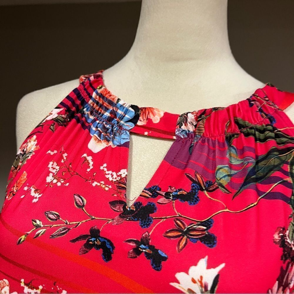Halter neck sleeveless a-line‎ mini floral dress size Medium - Picture 2 of 13